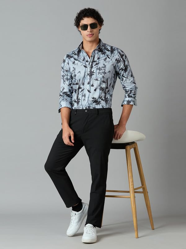 Image of Men's Printed Regular Fit Full Sleeves Cotton Formal Shirt