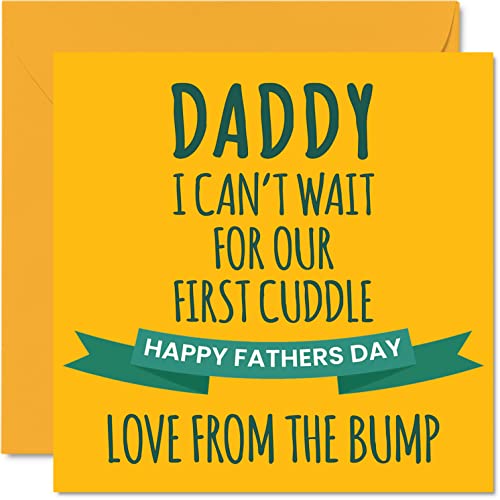 Stuff4 Divertente biglietto per la festa del papà – First Cuddle – Happy Fathers Day Card for Dad from Bump, regalo speciale per papà, 145 mm, biglietto di auguri per papà