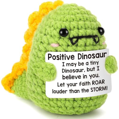 LOMSUXA Batata positiva dinossauro - presente original e divertido para mulheres e homens | peluche motivador com mensagem inspiradora, sou uma pequena batata que acredita em si | ideia de aniversário
