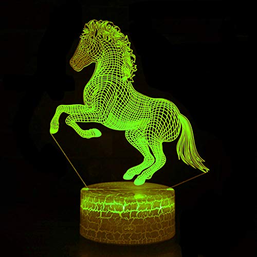 Lámpara de mesa 3D ilusión de caballo con 7 colores USB miniatura 4