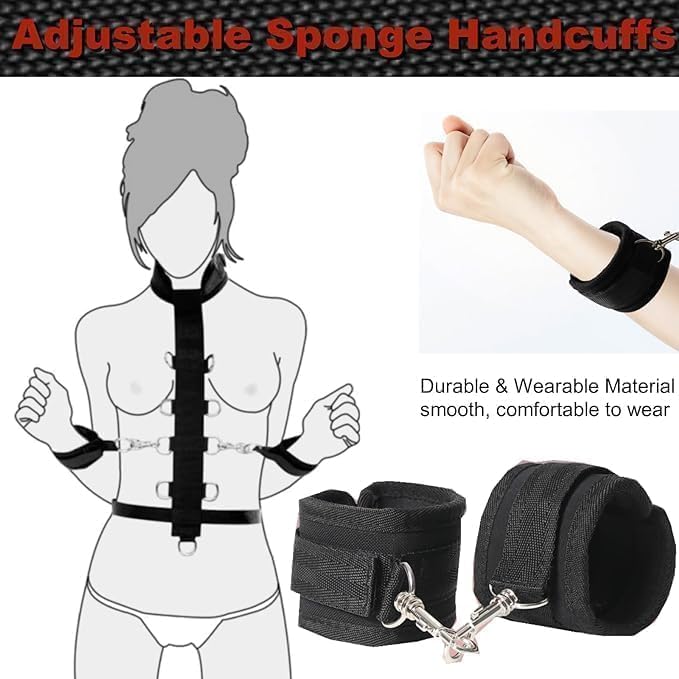 Bed Restraints Sex Furniture Bondage Gear Accessories Hand Cuff Set for Adults Couples Bedroom Leg Thigh Restraints Resistance Bands with Ankle Strap for Queen Size Bed King Mattress Sweater J24