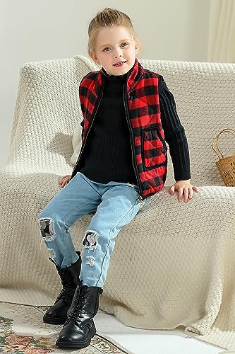 Kid Little Girls Puffer Lightweight Plaid Quilted Vest Cute Winter Outwear Padded Outfit3