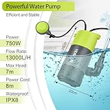 VEATON 2-in-1 Submersible Water Pump with Scalable Base Design, 750W Max Flow 13000L/H Remove Clean/Dirty Water by Float Switch or Manual Activation, for Pool Flooded Basement Garden Pond Tub - Image 3