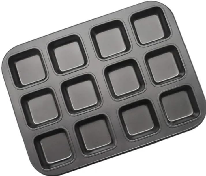 Loaf Bread pan Brownie Cake pan 1-Piece Square Shape Non-Stick Carbon Steel Brownie Baking Tray 12-Cups Mini loaf pan