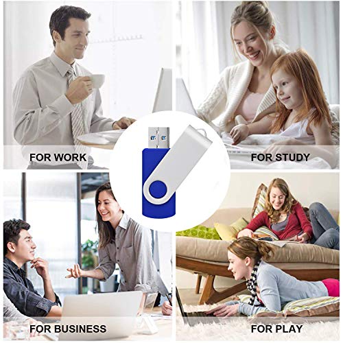 Topesel 5 Pack 16Gb Usb 3.0 Flash Drive Memory Stick Thumb Drives (5 Mixed Colors: Black Blue Green Red Silver) #TOP7