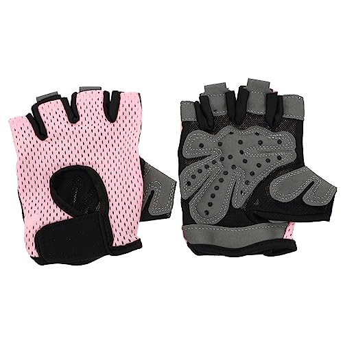 FRCOLOR 1Pair Breathable Half Finger Gloves for Outdoor Sports Shock Absorbing Nylon Bike Mittens Slip Fitness Gloves for Cycling Running and Mountaineering