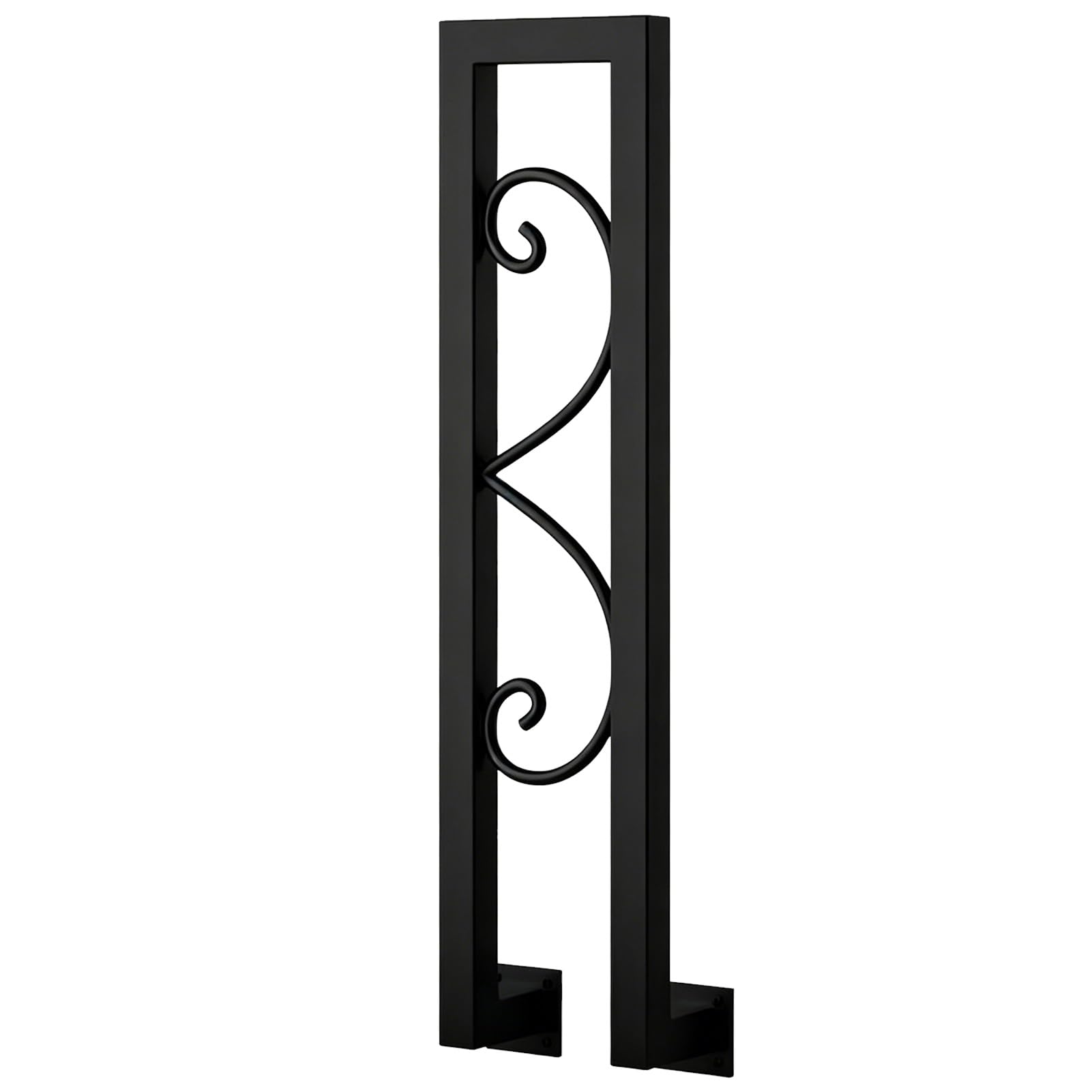 Marxan One Color Black Handrail For Stairs, Metal Wrought Iron Support Bar U-Shaped Staircase Hand Rails Fits 1 Step, Side Wall Mounted For Villa Loft Corridor Porch(75Cm/30In)