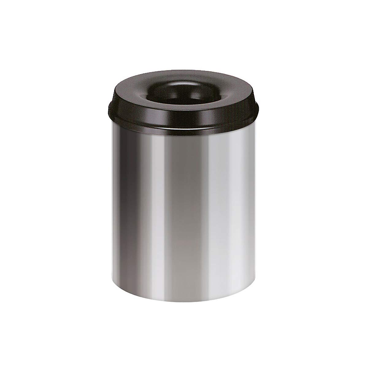 V-Part Selbstlöschender Papierkorb, 15 Liter, blau-schwarz | Stahl, selbstlöschend, Volumen 15 l, HxØ 360 x 255 mm, Korpus blau / Löschkopf schwarz