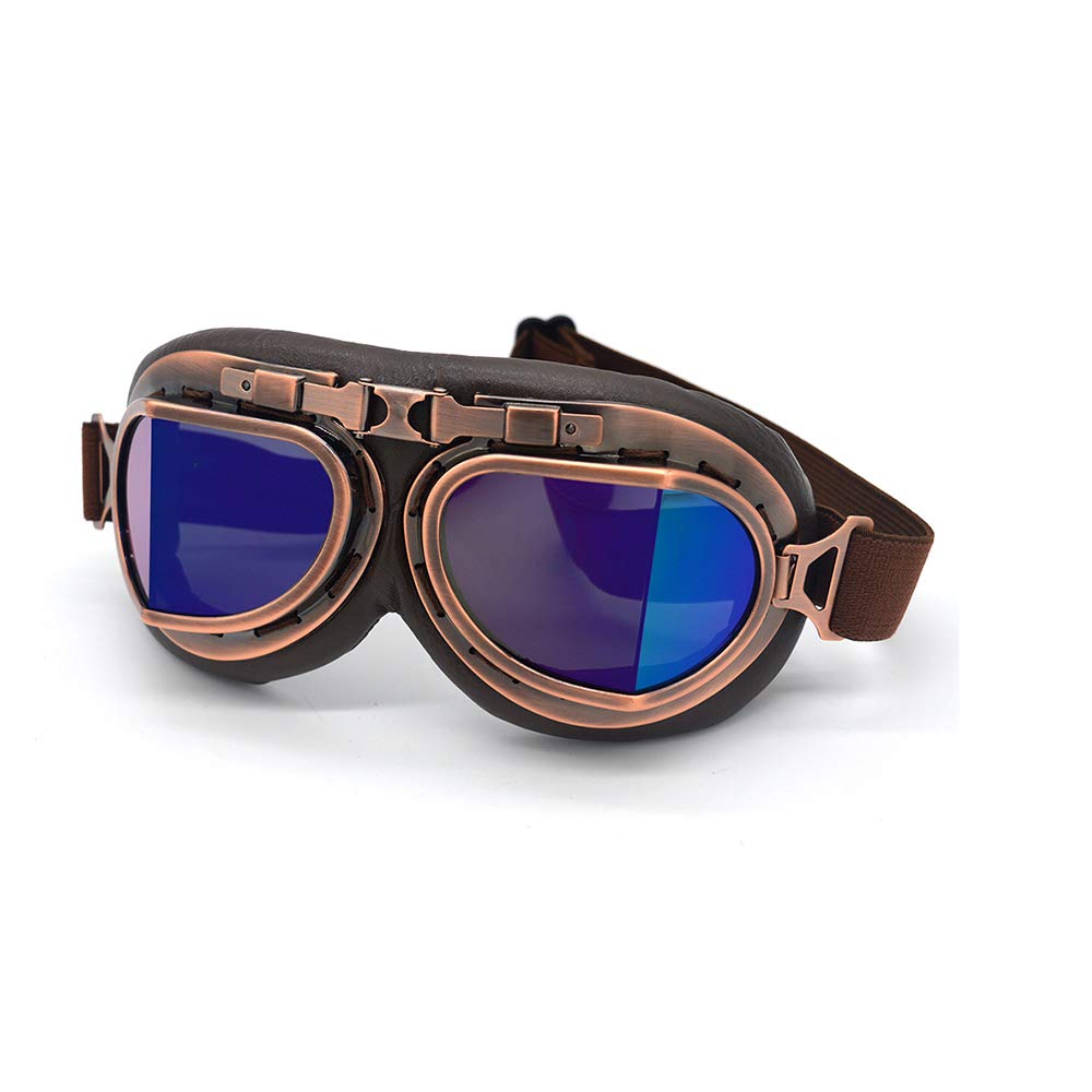 evomosa Motorbike Riding Goggles Motorcycle Biker for Men Women Vintage Sunglasses Eyewear for Outdoor Sports Motocross (Blue lens)