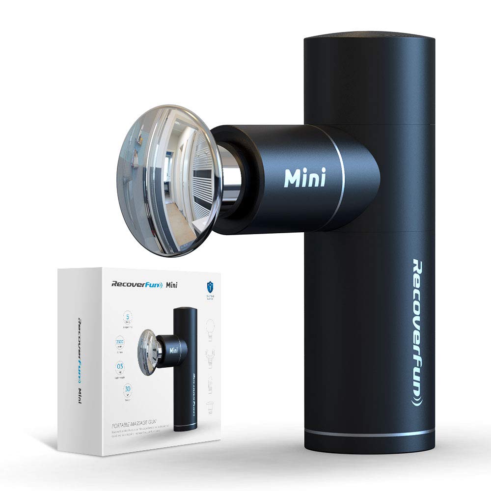 Recoverfun Mini Massage Gun - Handheld Percussion Therapy Deep Tissue Muscle Compact Massager with Aluminum Heads and Type-c Charging for Stiffness and Pain Relief to Use at Home/Office/Travel, Black