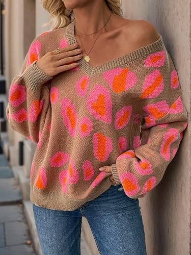 METOES Women's 2025 Fall Casual Sweater Pullover Loose Asymmetrical Round Neck Knit Sweater2