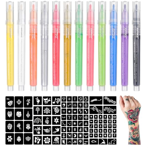 Temporary Tattoo Markers for Skin,12 Colors...
