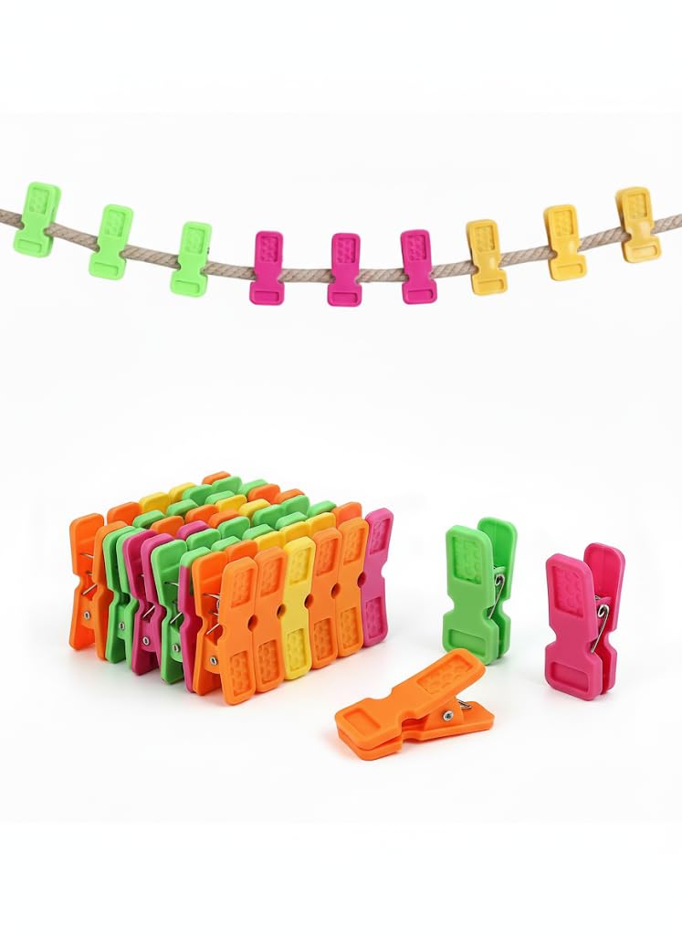 DADDY-G® Heavy Duty Cloth Clips for Drying | Extra Strong Plastic Clothes Pegs | Rust-Free, Windproof Clips for Indoor & Outdoor Use (Multicolour, 10cm)