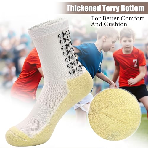 ELUTONG Kids Grip Soccer Socks Anti Slip Football Athletic Sports Crew Socks for 4-16 Years Youth Boys Girls (New Upgrade)