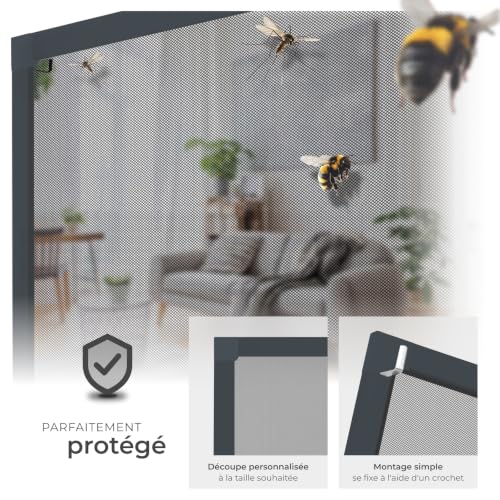 Moustiquaire pour fenêtres cadre aluminium réglable 120x140 cm anti-moustique