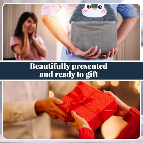 2pcs Wearable Animal Hooded Blanket for Women Girl Gift 60'' x 49'' Adult Blanket Cloak with Hoodie Fuzzy Slipper Sock - Image 5