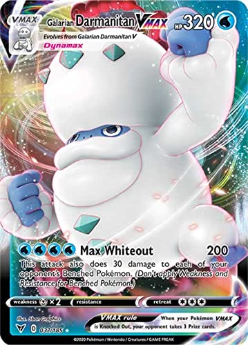 Galarian Darmanitan VMAX 037/185 Ultra Rare Pokemon Card (SWSH04 Vivid Voltage) + 1x TitanCards® Toploader
