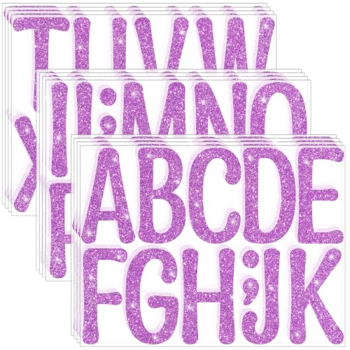 Image of Glitter Letter Stickers, 3 Inch Large Letters for Poster Board (Purple) | 160 PCS,Self-Adhesive,Vinyl Alphabet Stickers,Bulletin Board Letters for Classroom,Party,DIY Crafts,Home,Office,Mailbox Decor