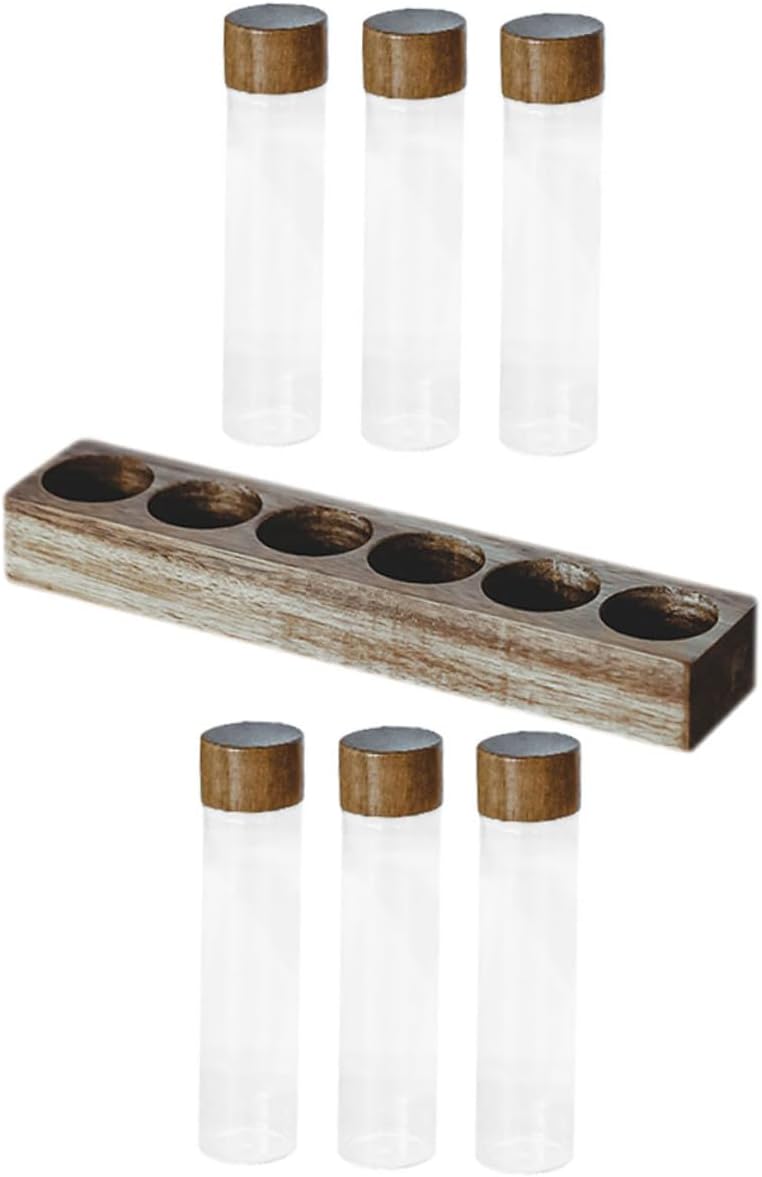 Set de 6 tubos de vidrio para café con soporte de madera