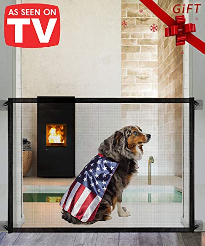 QUEENII Magic Gate for Dogs, Dog gate, Pet Safety Gate, Portable Folding Mesh