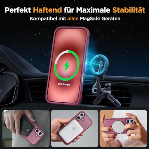 Miracase für iPhone 17 Hülle mit Magsafe TOP MIL, Weinrot – Ansicht 3