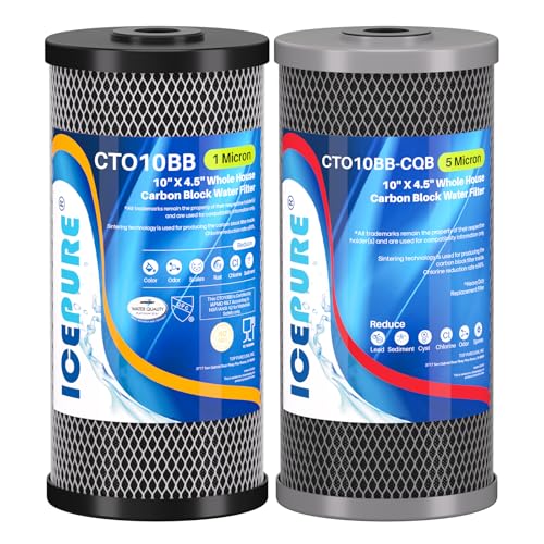 Image of ICEPURE 2-Stage 10 inch x 4.5 inch Whole House Carbon Water Filter Set, Activated Carbon and Lead Remove Cartridge Replacement for WFHDC8001, CB-BB-10, FXHTC, GXWH40L, GXWH35F, Pack of 1