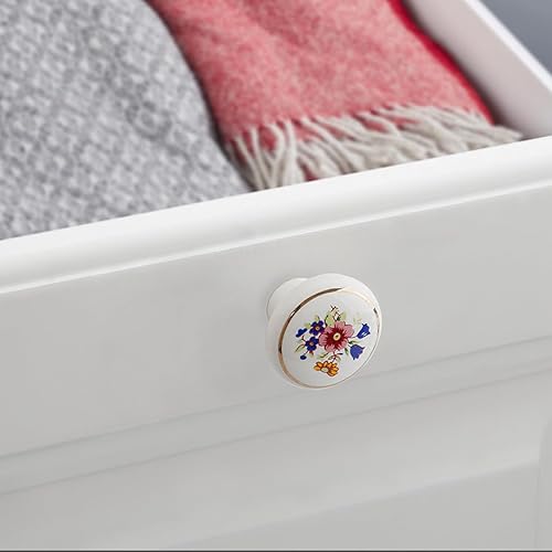 Miniatura 4 de Tverghvad Pomos de cerámica antiguos para cajones, 8 unidades Perillas y tiradores de gabinete de flores vintage, pomos para muebles de cocina para