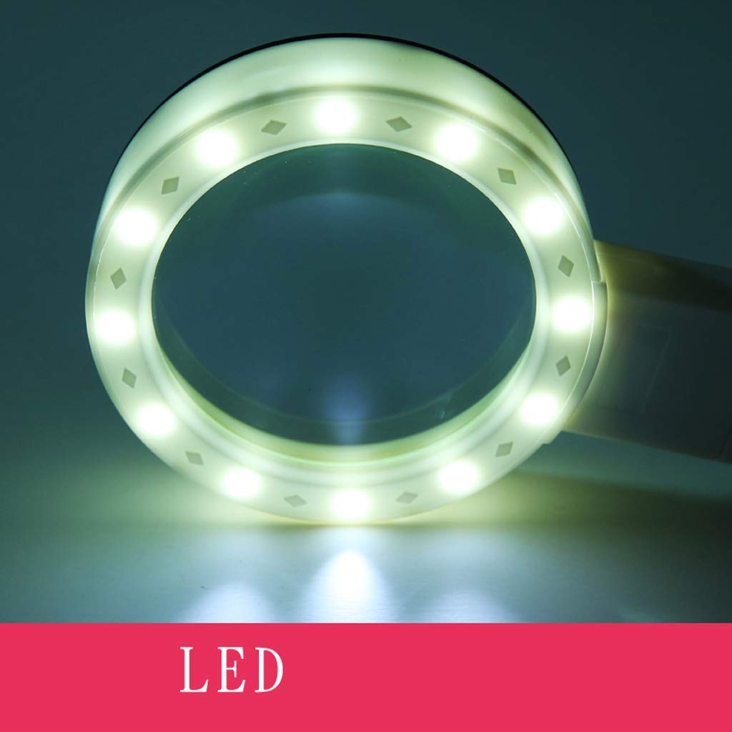 HD-Vergrößerung mit LED-Leuchten, 30-fache Hochleistungs-Wartungsidentifikations-Handlupe, Alter Mann, der Kinder liest