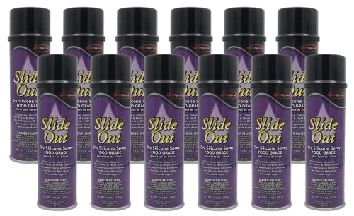 Slide Out - Dry Silicone Spray Food Grade; Case of 12 (20 oz) can...