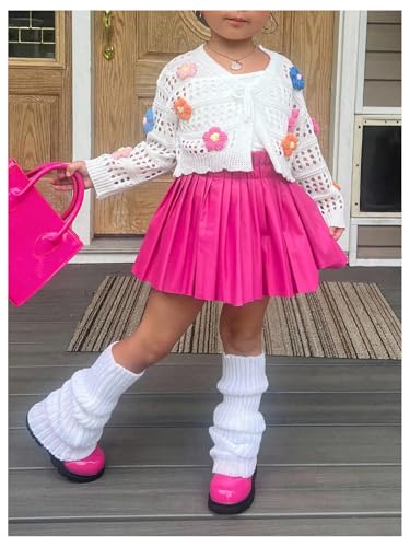 Verdusa Girl's 3D Floral Crochet Cardigan Sweaters Vacation Hollow Out Tie Knot Knit Outerwear4