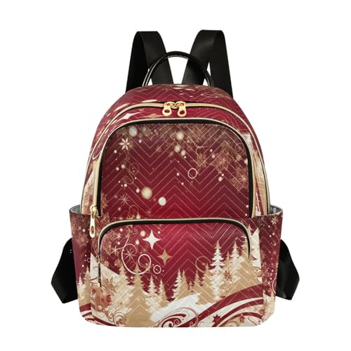 Image of ALAZA Star Snowflake Merry Christmas Pine Tree Women Backpack Purse Ladies Fashion Shoulder Bag Daypack Travel Bag 7.5L