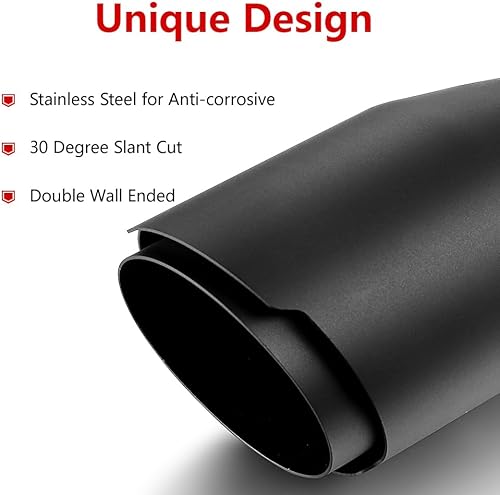 Miniatura 4 de A-KARCK Punta de escape de 3 pulgadas de entrada a 4 pulgadas de salida, 8 pulgadas de longitud total, perno de revestimiento negro en la punta del