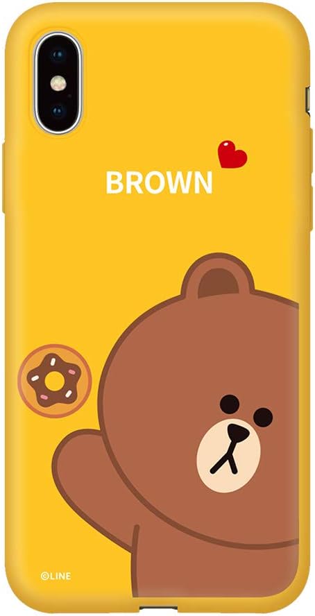 LINE FRIENDS KCL-CBS001 iPhone Xs Case, iPhone X, Color Soft Basic Brown, iPhone Cover, 5.8-Inch, Wireless Charging Compatible, Officially Licensed Product