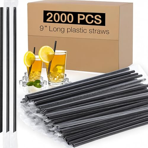 2000 PCS Individually Wrapped Disposable Plastic Drinking Straws, (9