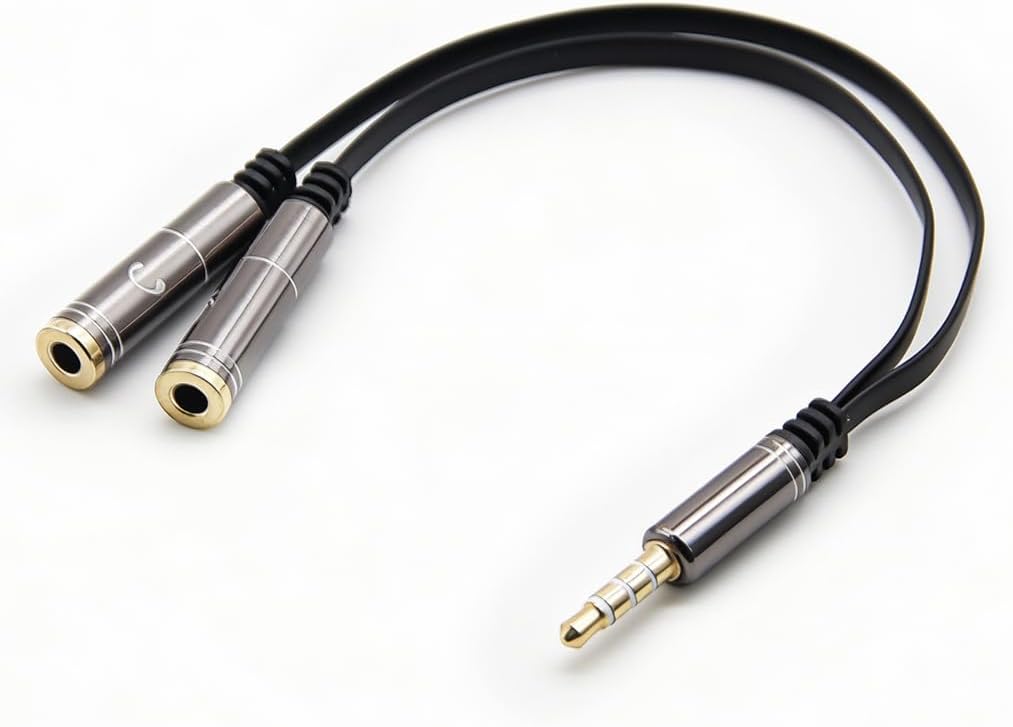 ZORBES® Headset Splitter, 3.5mm Headphone Mic Splitter Cable for Headset with Separate Stereo Audio & Microphone Jacks, Y Splitter Cable Male to Female for Smartphone, Tablet, Laptop