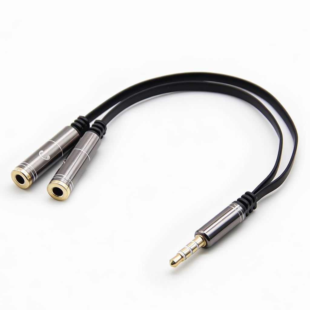 zorbes® headset splitter 3.5mm headphone mic splitter cable for headset with separate stereo audio and microphone jacks y splitter cable male to female compatible with smartphone tablet laptop