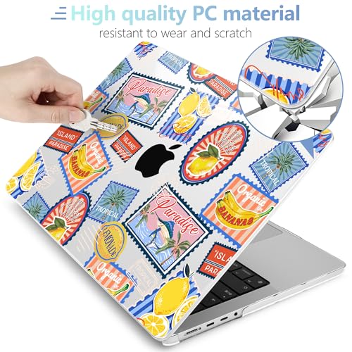 Image of MEEgoodo Case for MacBook Pro 14 inch (M5 /M4 /M3 /M2 /M1) Pro /Max 2026 2025 2024 2023 2021, Laptop Case Fit Model A3427 /A3426 /A3434 /A3112 /A3401 /A3185 /A2918 /A2992 /A2779 /A2442, Retro Tropical Pattern