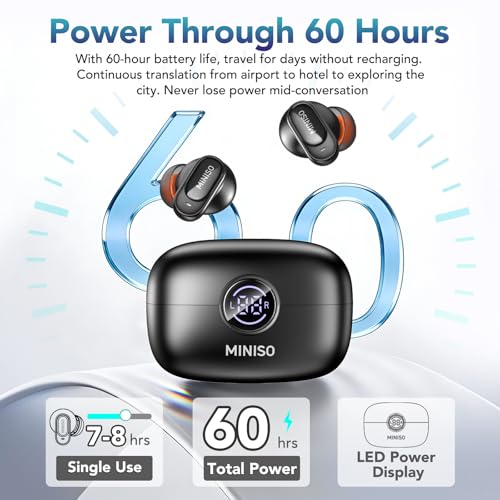 Image of MINISO MS105 AI Translation Earbuds Real Time, Translator Earbuds Support 134 Languages with APP, Bluetooth 6.0 Translator Headphones Compatible with iOS & Android, for Travel Business(Purple)