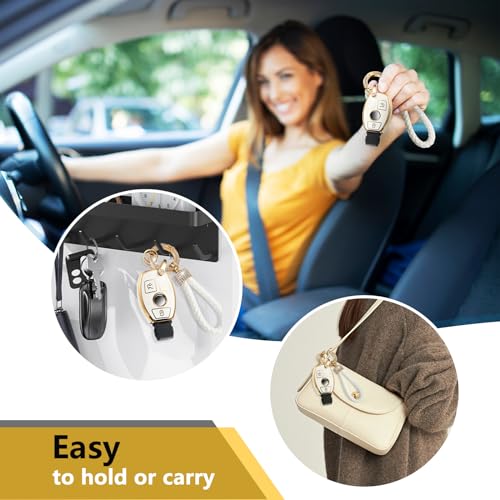 Image of Key Fob Cover for Mercedes Benz, Rhinestone Loop Case, Gold Edge | Wear-resistant TPU shell, rhinestone-accent PU loop, daily splash, scratch and drop protection, normal signal use, easy setup