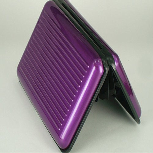 NPLE-Wallet Men Aluminum Metal Pocket Business ID Credit Card Men Man Holder Case Box (Purple)