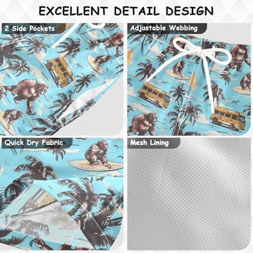 ALAZA Gorilla Ocean Palm Tree Boys Quick Dry Beach Board Shorts Kids Swim Trunks Bathing Suit Swimsuit3