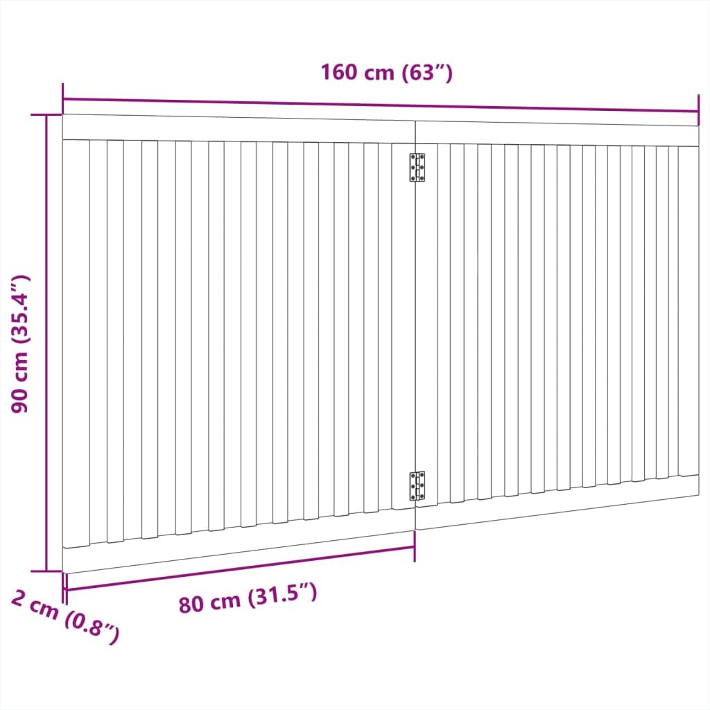 Puerta plegable para perros de 160 cm, de madera de álamo, para interior y exterior, protección segura para cachorros, valla resistente a la intemperie, para casa, jardín, terraza, viajes
