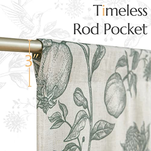 Jinchan Tie Up Valances Curtains Floral Window Shade Toile De Jouy Valances For Windows 45 Inch Farmhouse Small Window Curtains Adjustable For Living Room Kitchen Light Filtering 2 Panels Dark Green #TOP5