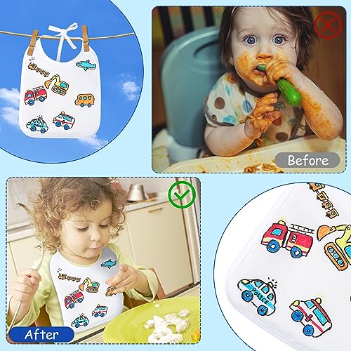 LWMTT 12 Stück Lätzchen zum Bemalen,Wasserdicht Halstuch Sabberlätzchen Baby,mit 12 Textilstifte Waschmaschinenfest und 3 Schablonen,Wasserdicht Halstuch Sabberlätzchen Baby für Junge Mädchen