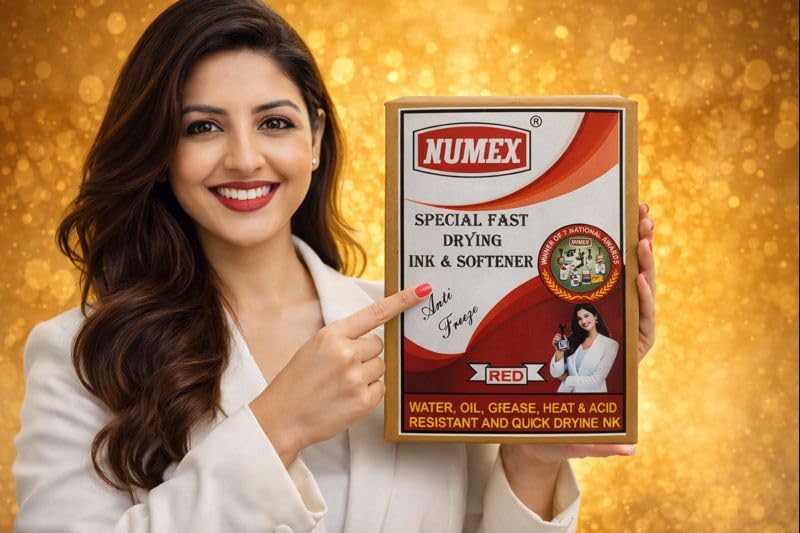 Image of NUMEX Batch Printing Permanent RED Ink & Softener Combo (100ml) | Fast Drying | Strong Adhesion | Industrial Coding Solution | Since 1976