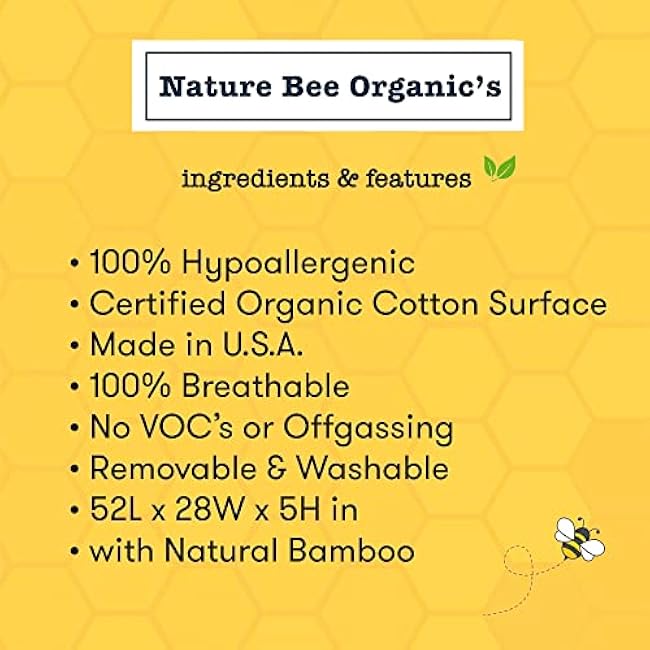 Nature Bee Organic's Deluxe Breathable Crib & Toddler Mattress I 100% Breathable I GreenGuard Gold Certified I 100% Hypoallergenic I 5 Crib Mattress