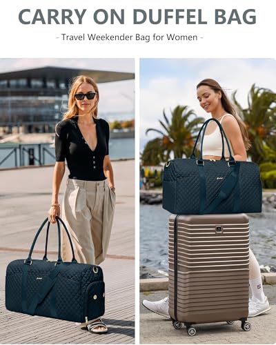 Image of Women Weekender Travel Duffle Bag: Travel Duffel Overnight Bags with Shoe Compartment Large Carry on Tote with Toiletry Bag Weekend Traveling Yoga Gym Hospital Bag for Women with Wet Pocket