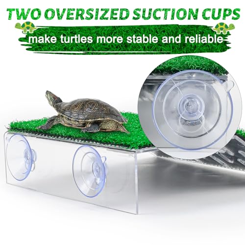 Image of Keedolla Lawn Turtle Basking Platform Tortoise Resting Terrace, Simulation Grass Turtle Ramp Tortoise Climbing Ladder for Aquarium, Fish and Turtle Tank - Large