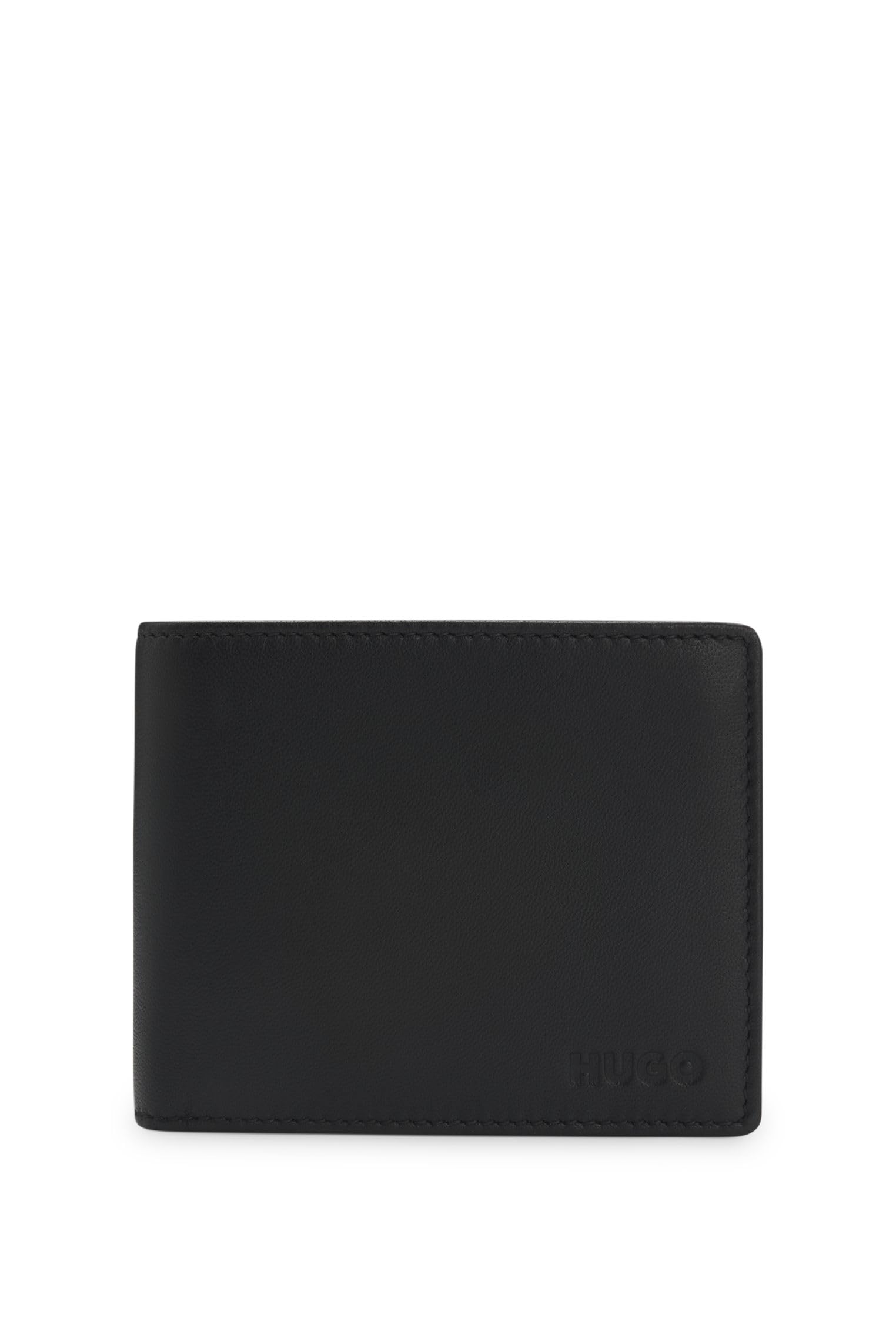 HUGO Mens Subway Trifold Embossed-Logo Wallet in Leather