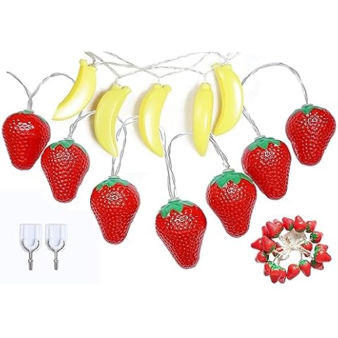 SDOUBLEM 20LED Fruit Strawberry Banana String Lights Battery Powered Indoor Outdoor Lighting Lamp for Wedding Home Birthday Garden Yard Patio Party Decorations Cover